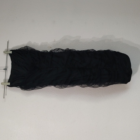 Pretty Little Thing Black Mesh Ruched Corset Dress Size 2 - Picture 3 of 6